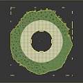 Detailed Colosseum Model Surrounded By Green Grass And Blue Blocks