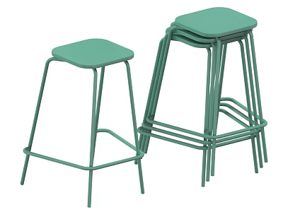 Green Metal Frame Bar Stools Stackable Design For Kitchen Or Bar Use 3d model
