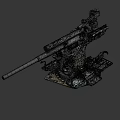 Vintage Artillery Weapon With Long Barrel Mounted Metal Base And Operating Components 3d model
