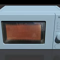 Modern Light Gray Kitchen Microwave Appliance With Transparent Door And Control Knob