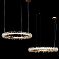 Modern Crystal Chandelier With Circular Ring Design And Multiple Hanging Layers 3d model