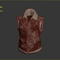 Red Leather Vest With Fleece Collar And Decorative Badges For Daily Use
