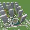 Modern High Rise Residential Building With Water Feature Lush Greenery And Circular Center