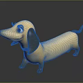 3D Cartoon Dachshund Character With Yellow Brown Coat And Black Collar On Dark Background