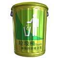 Green And Yellow Daily Household Trash Can Appliance With Waste Disposal Icon
