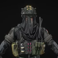 Game Movie Character In Tactical Gear With Helmet Protective Vest And Knee Pads