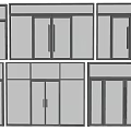 Modern Casement Windows with Black Frames and Different Glass Design Styles 3d model