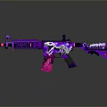 Purple And Pink Graffiti Decorated Rifle With Skull Pattern And GANGSTA Text