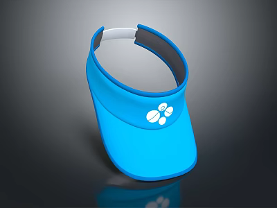 Stylish Blue Visor Hat with White Paw Print Design for Summer Sun Protection 3d model