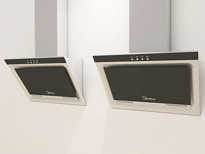 Midea Modern Kitchen Range Hoods With Black Panel And White Frame In Clean Space 3d model
