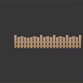 Wooden Garden Fence on Green Grass Lawn with Segmented Design and Decorative Posts