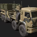Military Weapon System Mounted On Camouflage Truck With Multiple Rocket Launchers