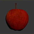Fresh Red Apple with Stem Shiny Juicy Fruit on Gray Background