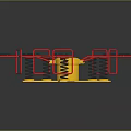 Multi functional Fitness Equipment With Yellow Center Red Frames Gray Pedals And Springs
