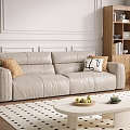 Cream Style Home Living Room Double Sofa Combination 3d model