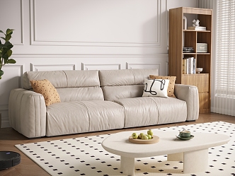 Cream Style Home Living Room Double Sofa Combination 3d model