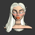 Fantasy Female Character With Long White Hair And Green Eyes