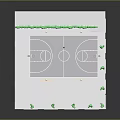 Modern Basketball Gymnasium Interior With Wooden Floor Two Hoops And Marked Lines