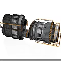 Industrial Mechanical Equipment With Metal Structure Orange Railings And Gray White Body