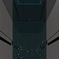 Sleek Modern Elevator Interior With Glass Walls Blue Lighting And Decorative Dots