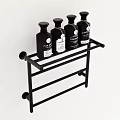 Modern Black Metal Wall Mounted Bathroom Shelf With Toiletries And Towel Storage