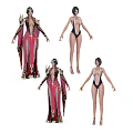 Game And Movie Female Character Designs Featuring Elegant Robes And Swimwear Outfits