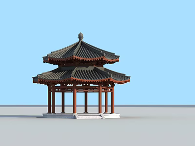 Traditional Chinese Pavilion With Multi tiered Roof Wooden Pillars And Classic Design 3d model