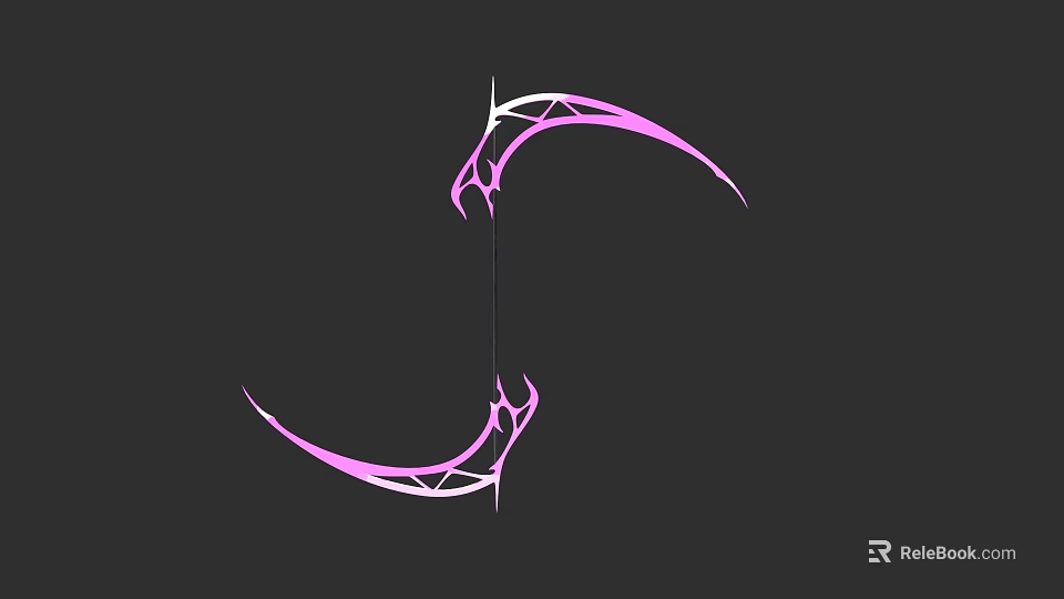 Futuristic Pink Scythe Weapon With Geometric Lines And Curved Design 3d model 