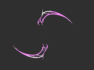 Futuristic Pink Scythe Weapon With Geometric Lines And Curved Design 3d model