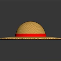Yellow Woven Straw Hat With Red Band Classic Style For Summer Fashion Accessory