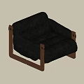 Modern Black Leather Accent Chair With Sturdy Wooden Frame And Comfortable Design