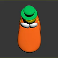 Cartoon Yellow Duck Character Wearing Green Hat With Big Eyes Orange Beak And Feet