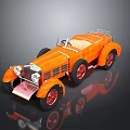 Vintage Orange Convertible Car with Red Wheels Classic Grille and Retro Design