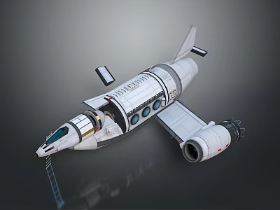 Cosmic Aerospace Spacecraft With Main Cabin Wings Thrusters Windows And Ladder 3d model