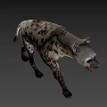 Realistic Spotted Hyena 3D Model With Open Mouth Walking Pose 3d model