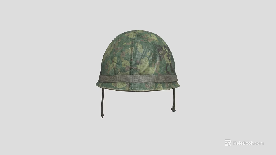 Camouflage Pattern Military Style Cotton Hat With Brim And Adjustable Straps 3d model 