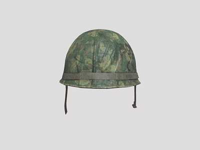 Camouflage Pattern Military Style Cotton Hat With Brim And Adjustable Straps 3d model