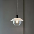 Modern Minimalist Pendant Light With White Glass Shade And Black Stem In Interior