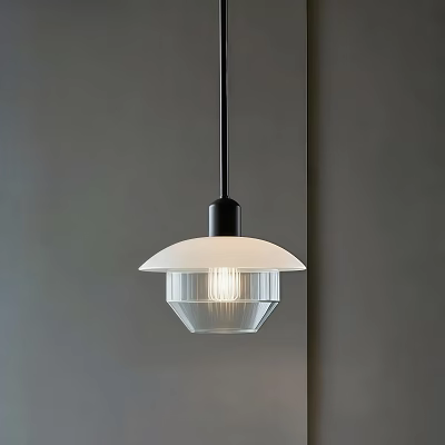 Modern Minimalist Pendant Light With White Glass Shade And Black Stem In Interior 3d model