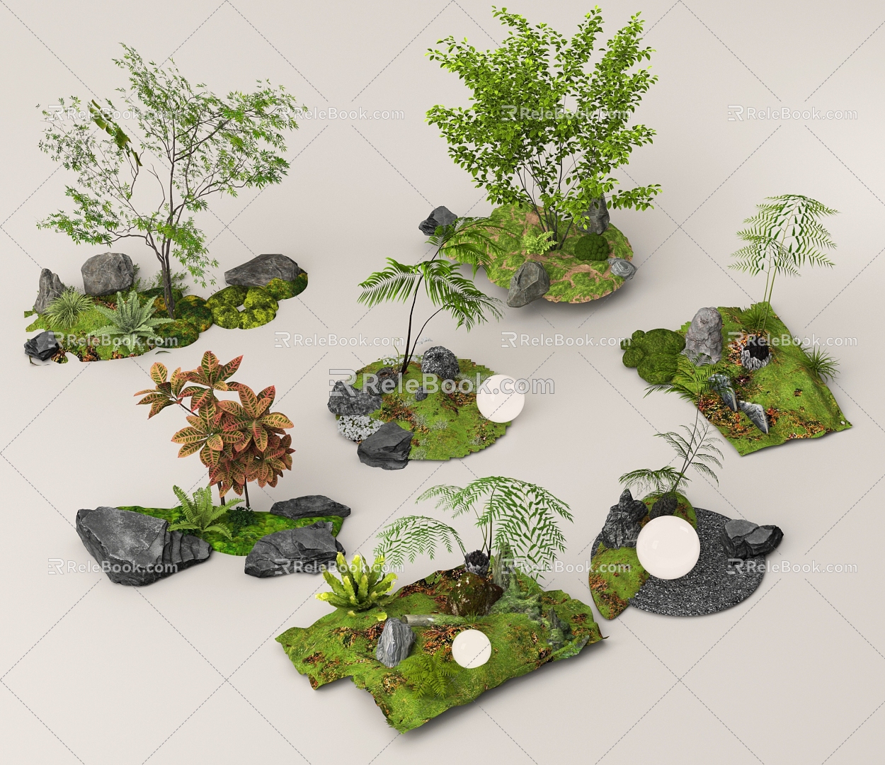 Courtyard sketch plant combination plant landscaping plant pile landscape stone stone micro terrain 3d model