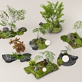 Courtyard sketch plant combination plant landscaping plant pile landscape stone stone micro terrain 3d model