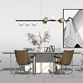 Modern Dining Table and Chair Combination Simple Dining Table and Chair Combination 3d model