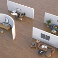 Modern Living Room Sofa Coffee Table Set With Accent Chairs And Decorative Plants
