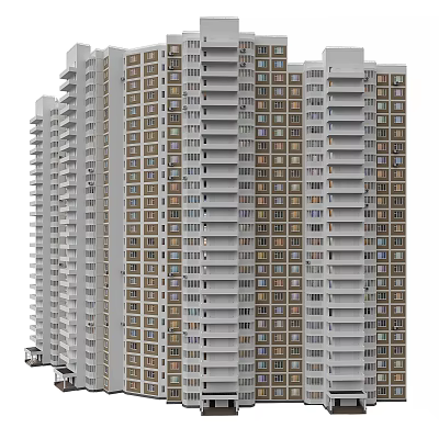 Modern High Rise Residential Building With Regularly Arranged Windows And Balconies 3d model