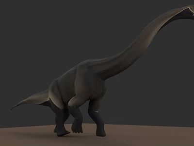 Reptile Dinosaur 3D Model With Long Neck Large Body And Brown Ground 3d model
