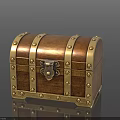 Classic Wooden Treasure Chest With Brass Rivets Lock And Reflective Surface