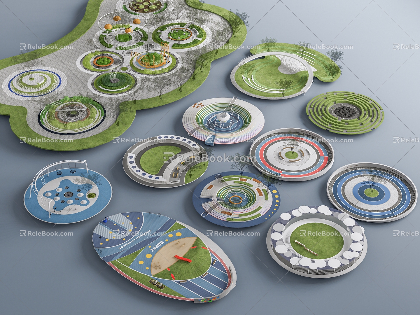 Landscape Park Pocket Park Landscape Park Children's Playground Activity Square Community Circular Park model