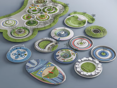 Landscape Park Pocket Park Landscape Park Children's Playground Activity Square Community Circular Park 3d model