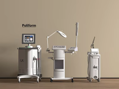 Poliform Medical Devices With Mobile Carts Display Screens And Adjustable Lamp Arms 3d model