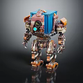 Mechanical Robot Character Featuring Blue Orange Parts Camera Eye And Detailed Joints